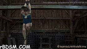 hardcore clamping of sexy jugs in bondage