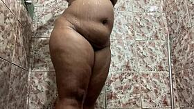 Morena gets filmed in the shower.