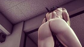 In this scene, the Asian girl delivers a deep blowjob.