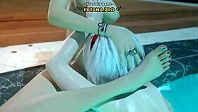 Ever Seen Hot Futanari Action by the Pool? Shemale Pounds and Cums Hard!