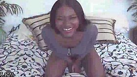 Gorgeous ebony noemie bilas oils up soft body for fingering masturbation session