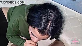 She drains every drop from his balls with her mouth