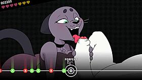 Cathy bangs with expert accuracy in the furry game.