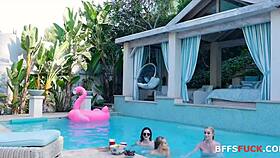 pool party turns into lesbian orgy with licking and squirting