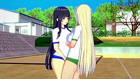 yomi says, 'let's have intense lesbian play with ikaruga and katsuragi in senran kagura'
