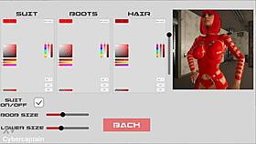 in this 3d game, a mature femdom binds her partner in metal for fetish fun