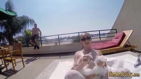 big booty babe starts with handjob blowjob then rides hard in hd