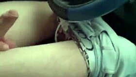 He jerks off his big cock while driving the car solo