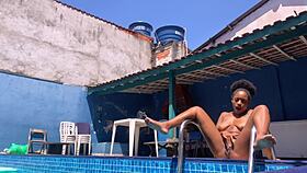 Dancing Naked in Backyard with Fingering Flashing