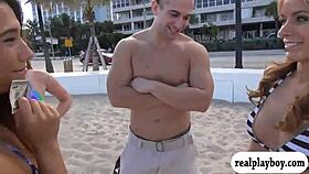 Sexy women in public flashing their tits for cash on camera