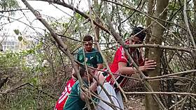 Chubby Men Engage in Intense Gay Sex, Big Cocks Assfucking Bareback in the Woods with Passionate Action