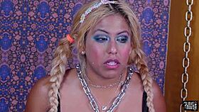 Teen 18+ Sub Gags On Cock With Feet Fetish And Facial Cumshot!