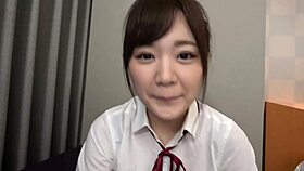 Cute Japanese JK loves naughty play with older guys. Imagines wild creampie while using vibrator for orgasm.