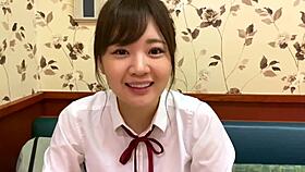 Cute Japanese JK loves naughty play with older guys. Imagines wild creampie while using vibrator for orgasm.