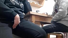 we had a strong desire for intimacy, leading to mutual masturbation and orgasm in the kitchen