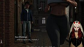 Gamer Girl with Big Tits Plays Porn Game in Public Latex Outfit