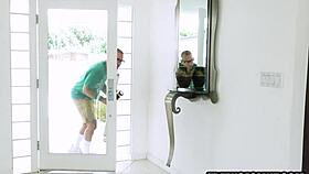 hot brunettes get freeused by a friend in creepy haunted house at halloween