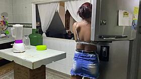 The Colombian employee lets me fuck her in the bathroom for money