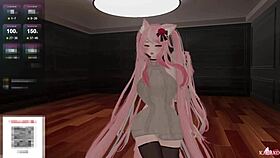 Catgirl endures intense vibing and fucking while simps tease her to climax