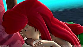 Watch the Little Mermaid Get a Blowjob and Cumshot in This Erotic Hentai Adventure!