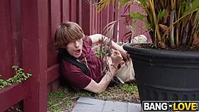 in richelle ryan’s backyard, chris lockwood and ethan get wild