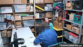 Hottie Redhead Thief Caught and Punished in Office. Teen 18+ Robbers!