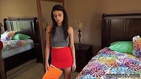 Teen gets anal pounding while sexy secretary seduces stepfather