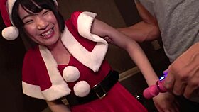 Young Japanese Santa Claus Touches Herself in Toilet Stall