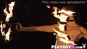 Teen elilith noir reveals big ass while playing with fire