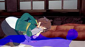 i love this konosuba yaoi where kazuma gets a blowjob with cum in his mouth, japanese asian manga anime game porn gay