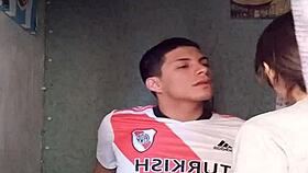 latina fan helps soccer player with handjob and oral in casual setting.