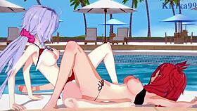 kanade, chris, tsubasa intense lesbian fun