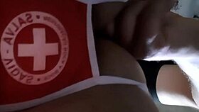 Delicious wife enjoys kitchen time