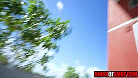 Hot Brunette Step Sis Sucks Big Cock On Outdoor Balcony.