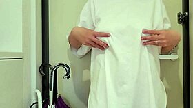 I am a chubby japanese milf masturbating naked in the entrance