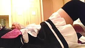 Stepson seduces stepmother in maid costume and gives blow job