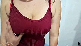 pov bubble butt amateur in red dress and fishnets doggystyle