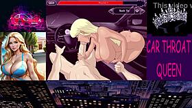 I-I mean, this blonde anime hentai babe is deepthroating my cock so hard in the car, sucking and blowing like crazy, her throat gripping tight around my monster dick, oh god it's intense and sloppy, I can't hold back.