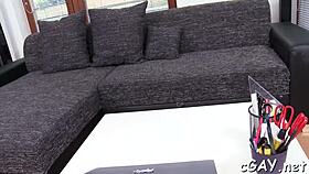 The hunk receives a glazy facial from his stud lover.