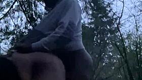 fat chick bent over for doggystyle in the woods at night