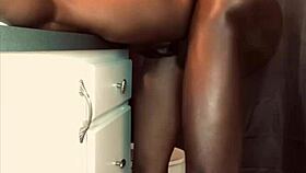 Ebony babe screams as massive BBC pounds her rough in bathroom!