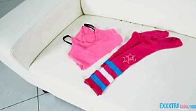 Onesie fun with Daphne Dare and Jay Smooth on sofa