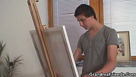 Two young men seduce and have sex with an older woman