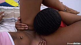 Eating hot black pussy in an old and young interracial encounter. Babe enjoys the cougar action.