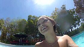 Pool go-pro fun hints at dani daniels' big tits and ass