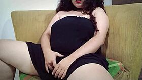 colombian milf touches her natural big tits while watching porn secretly