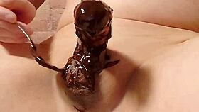 Japanese gay couple cooks a sweet chocolate banana together