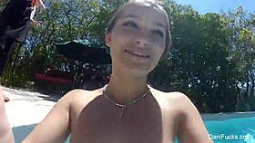Pool go-pro fun hints at dani daniels' big tits and ass
