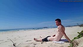 gay guy jerking off on the beach, outdoor masturbation in public