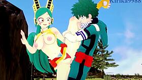 Shino and tomoko in intense scene from my hero academia